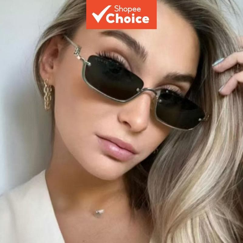 Óculos De Sol Retangulares Elegantes Com Armação De Metal Para Proteção Uv400 Masculina E Feminina