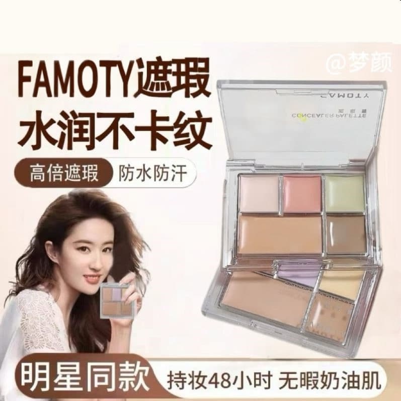 FAMOTY FAMOTY Remo Corretivo Fosco Paleta de Cinco Cores Corretivo Cobertura de Longa Duração Manchas Marcas de Acne Ras