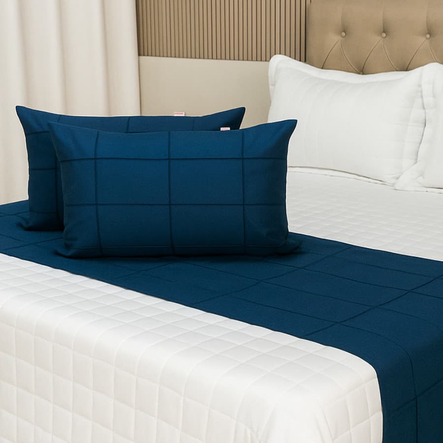 Kit Peseira 3 Peças Luxo Cama King + 2 Capas Almofada Baguete Decorativa Premium