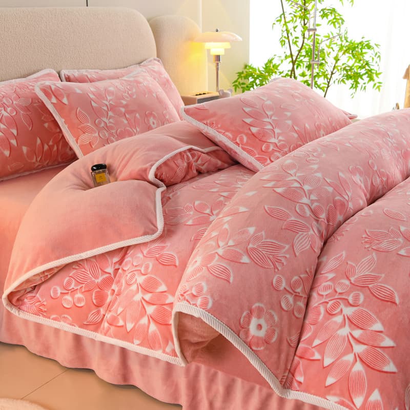Inverno calor mais veludo engrossado leite veludo conjunto de três peças duplo Coral veludo lençol colcha capa conjunto