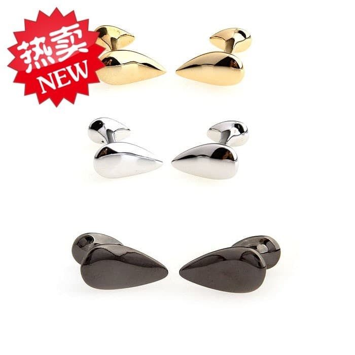 Abotoaduras em forma de gota de água da moda de alta qualidade Abotoaduras masculinas Camisa francesa Abotoaduras Botões