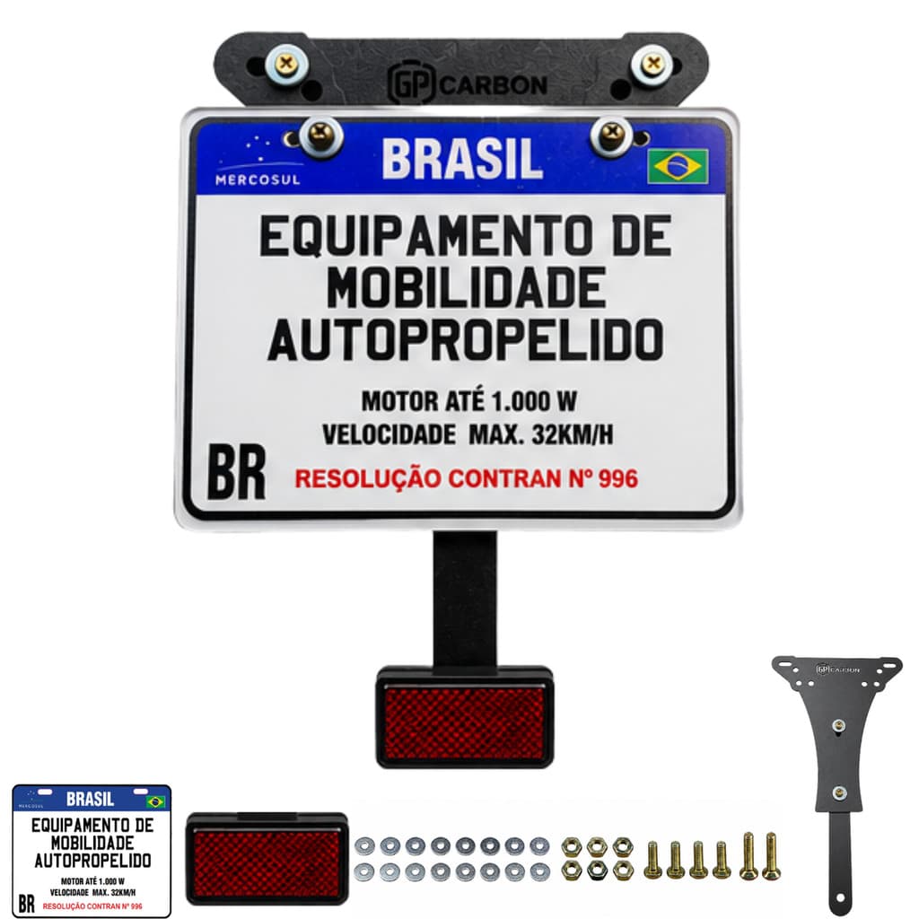 Kit Suporte De Placa + Placa + Olho De Gato Moto Eletrica 1000w Bikelete Reforçado