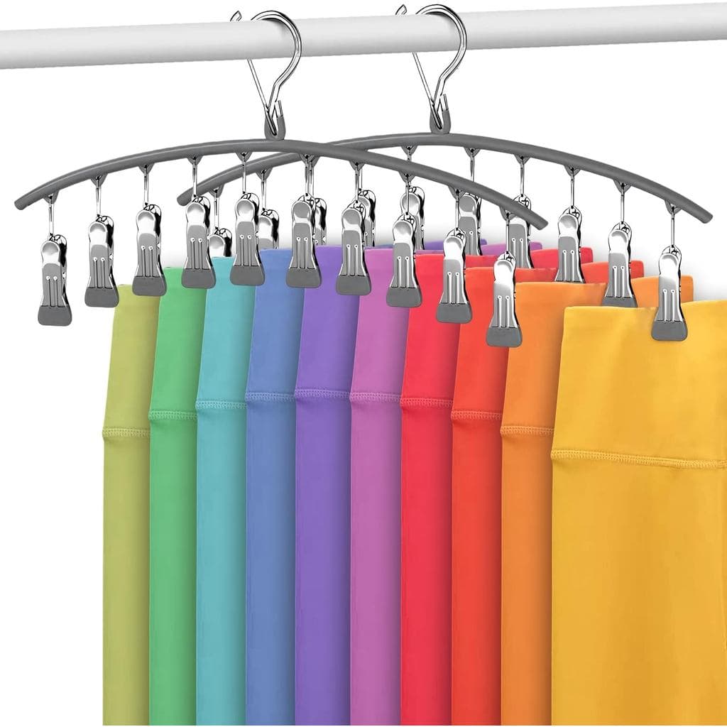 Organizador de Leggings para Armário, 2 Cabides ArtHonor com Núcleo de Aço e Clipes, Suporta 20 Leggings/Calças/Jeans, C