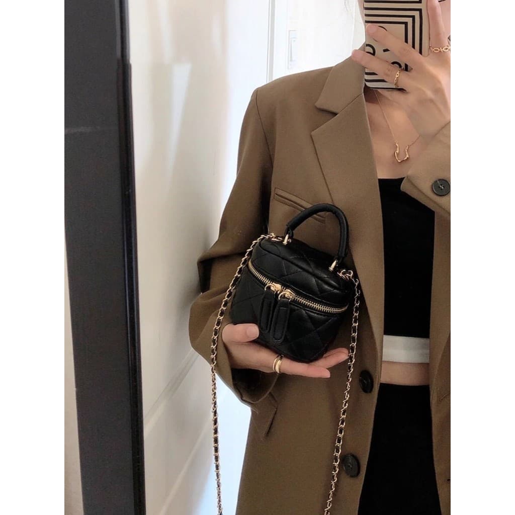 2026 requintado Mini caixa novo estilo moda textura bolsa de um ombro mensageiro saco de corrente All-Match losango Fema