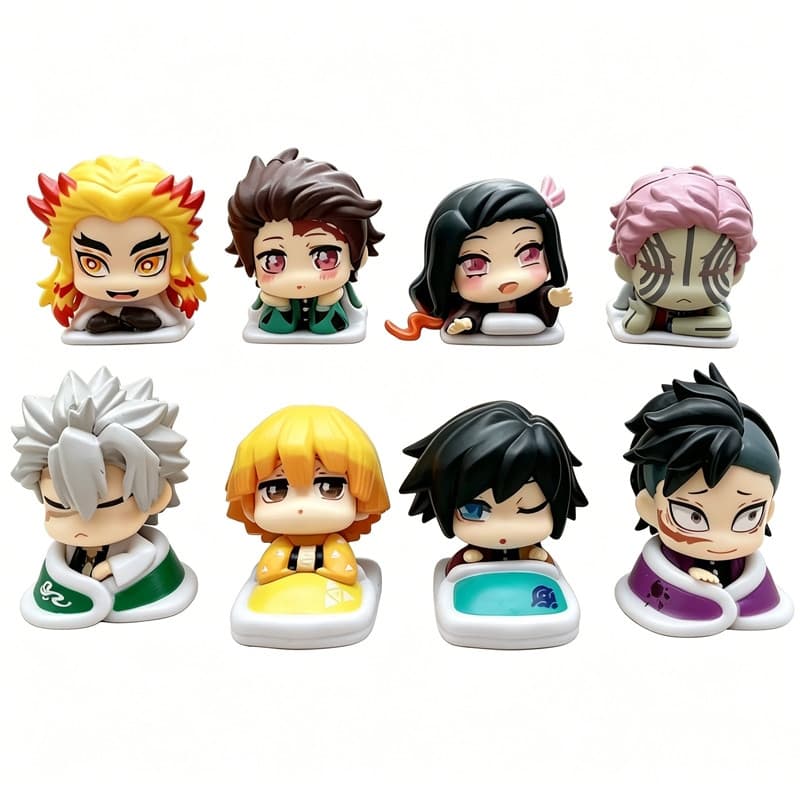8 Pçs/Set 4-5cm Anime Demon Slayer Figura De Sono Boneca Kamado Tanjiro Zenitsu Nezuko Giyuu Tomioka Kyojuro Rengoku Aka