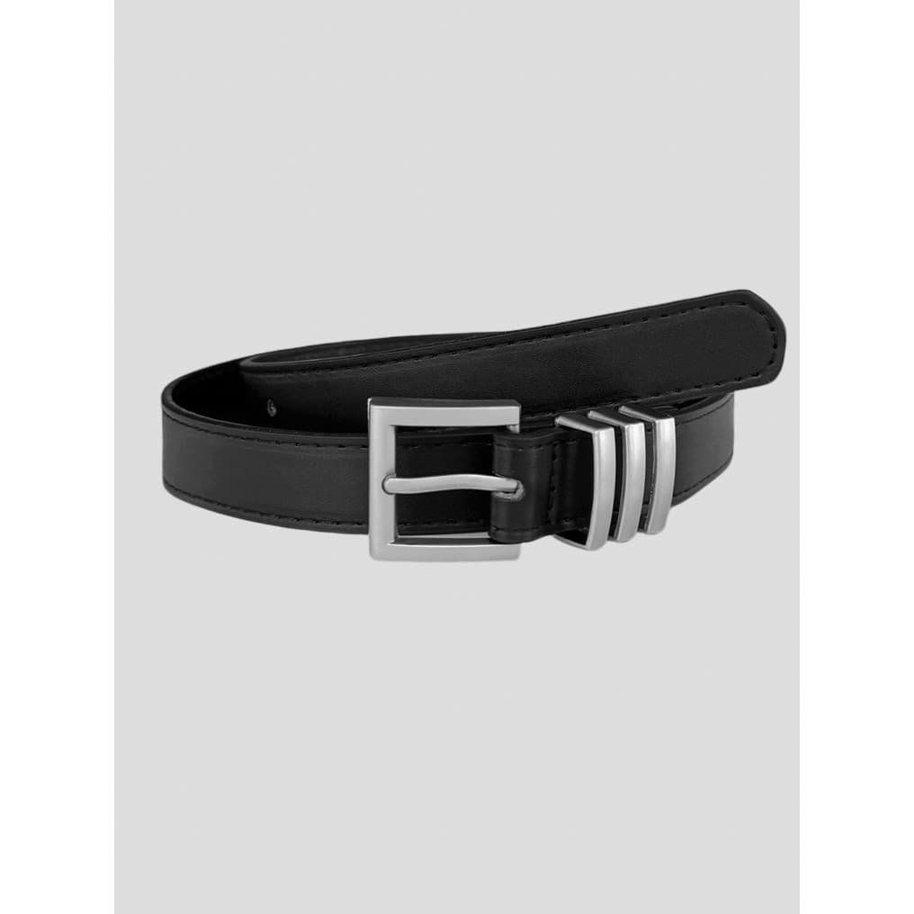 MRCYC Design Nicho Cinto Masculino Coreano Estilo Simples All-Match Preto Prata Fivela com Cinto Jeans Masculino
