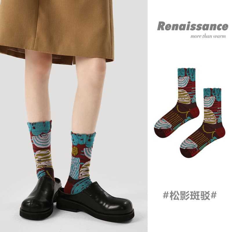 Meias renascentistas femininas estilo fino ins na moda primavera outono estilo nicho Design Retro estilo palácio meias m
