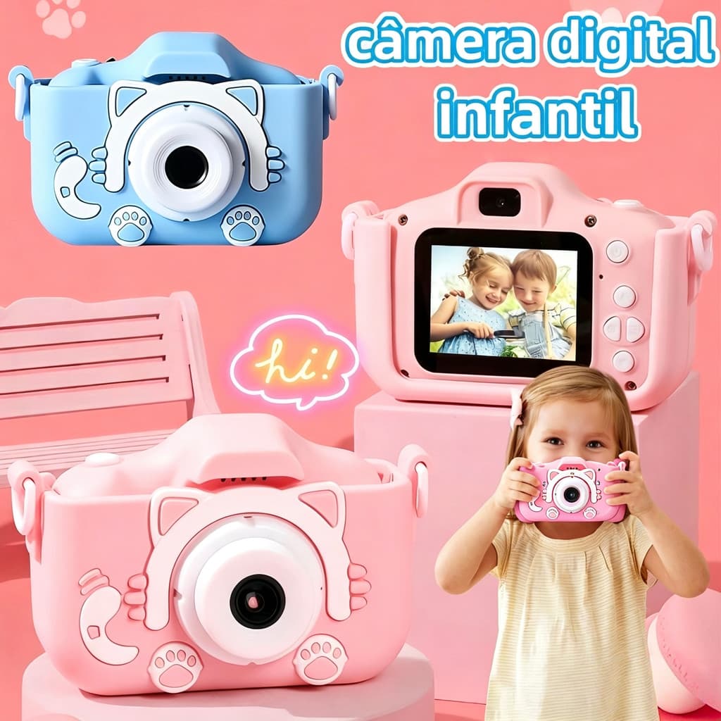 Câmera Infantil Unicórnio Presente Criativo Para Crianças Com Capa De Silicone E Função De Vídeo