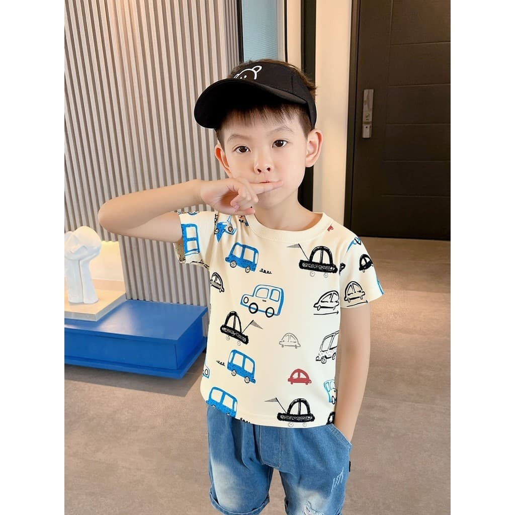 Marca roupas infantis meninos 2026 roupas de verão versão coreana crianças camiseta de manga curta algodão roupas de beb