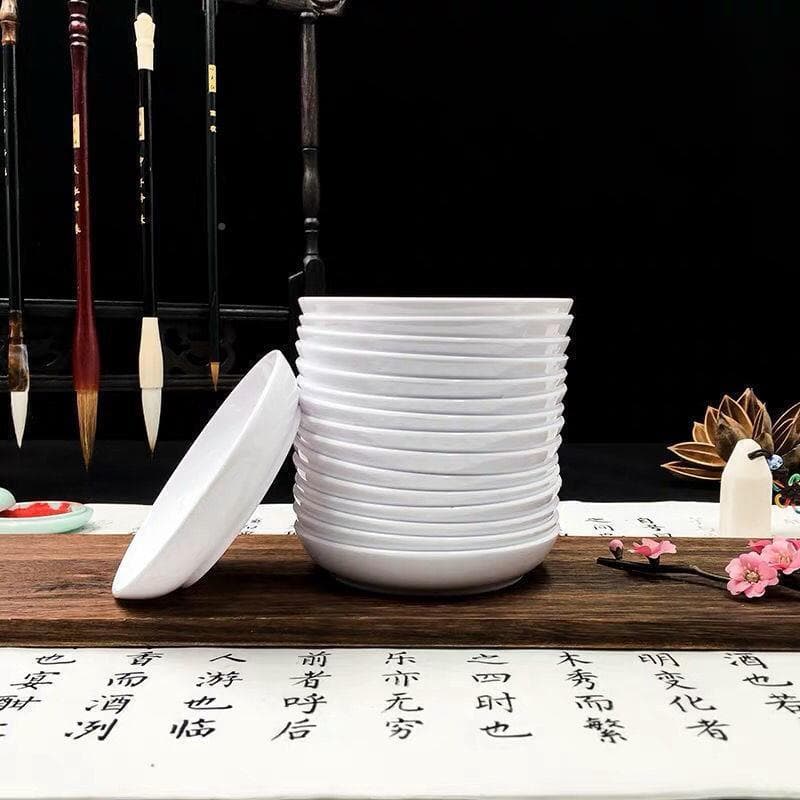 Paleta de tinta plástica de imitação de porcelana para iniciantes, paleta de pintura em flor de ameixa, paleta grande de