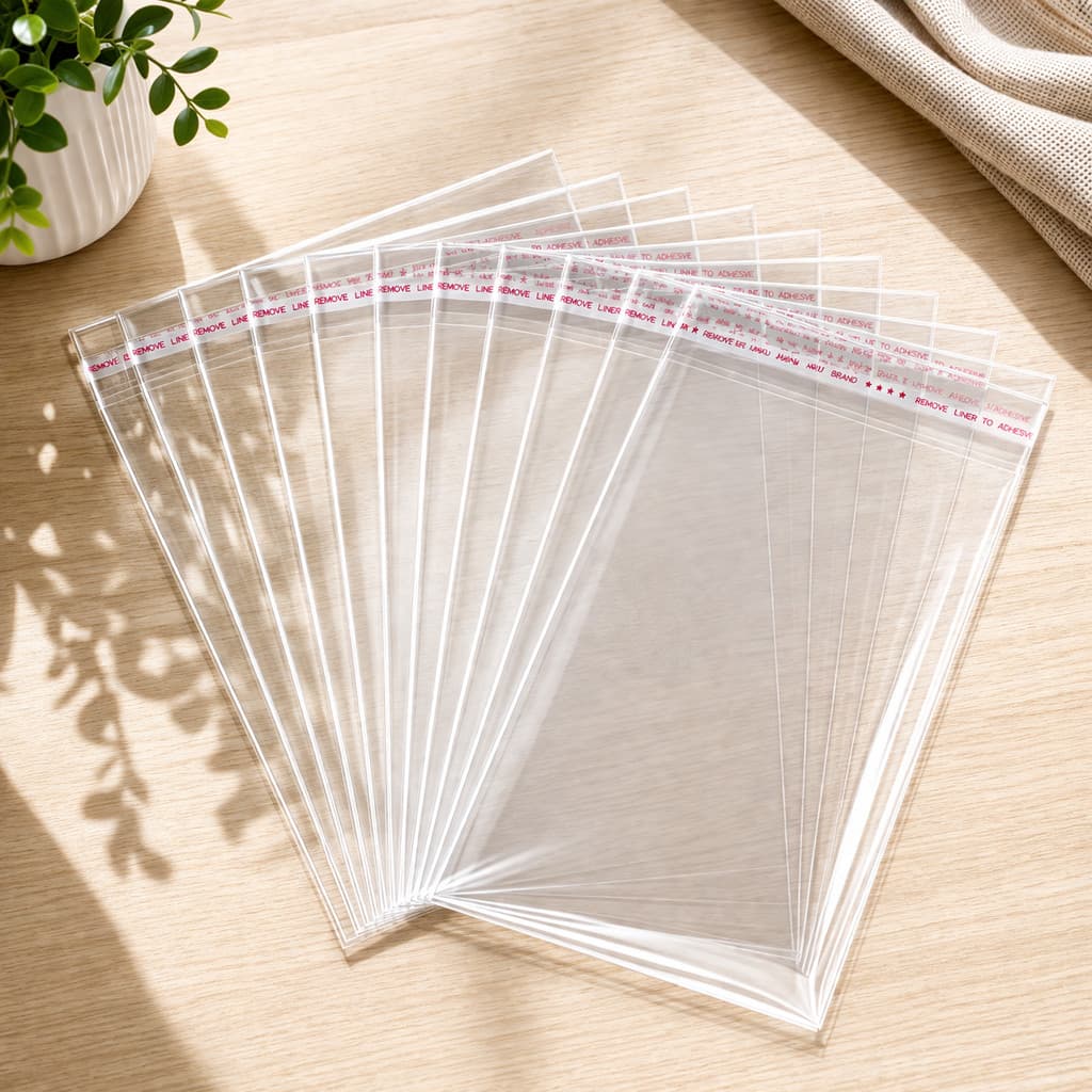 Kit Saco Plástico Adesivado Transparente 30x40