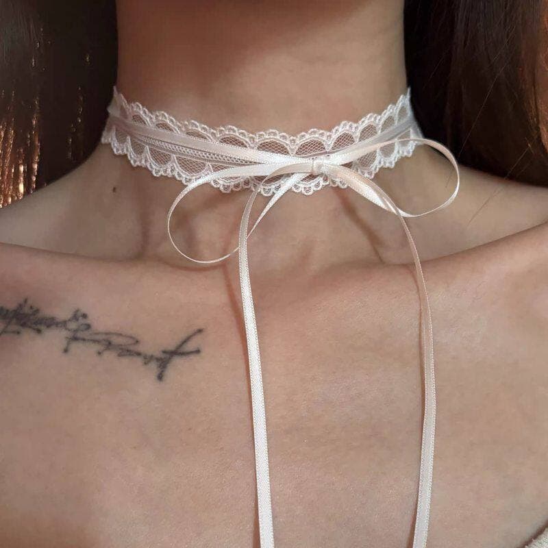 Super fada colar de renda branca menina arco clavícula colar nicho Design longo dupla camada empilhamento colar
