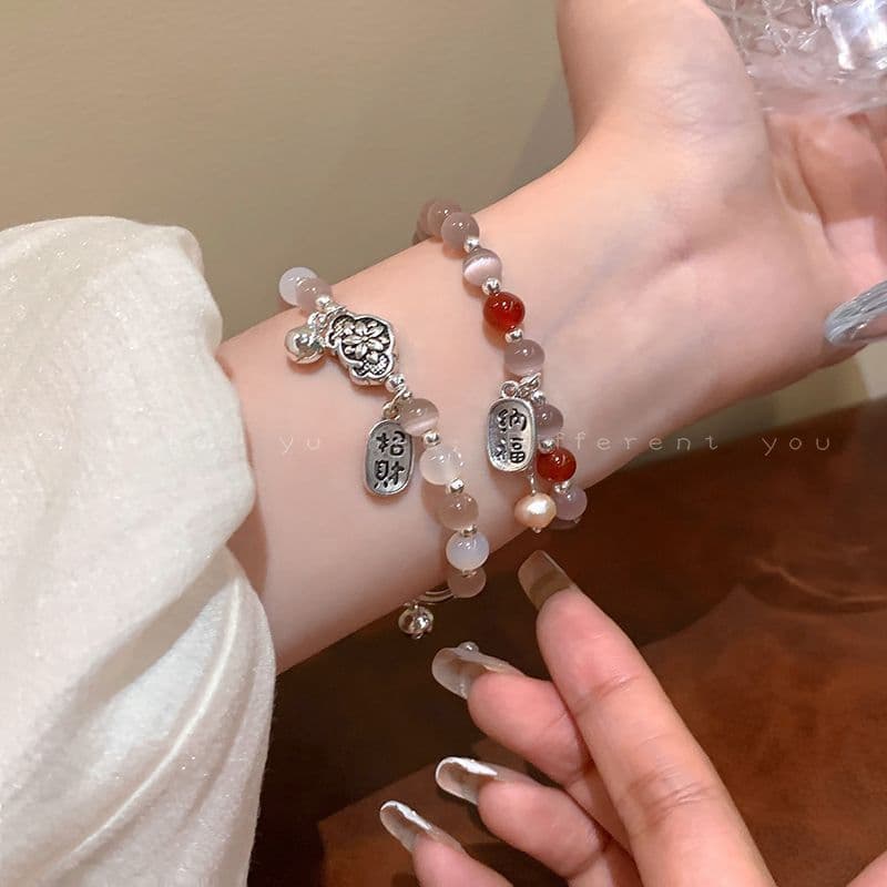 Lucky Fortune Pulseira feminina com contas de nicho simples opala temperamento pulseira de alta qualidade