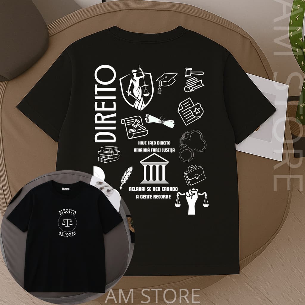 camiseta camisa 100% algodão estampada profissão facudade direito
