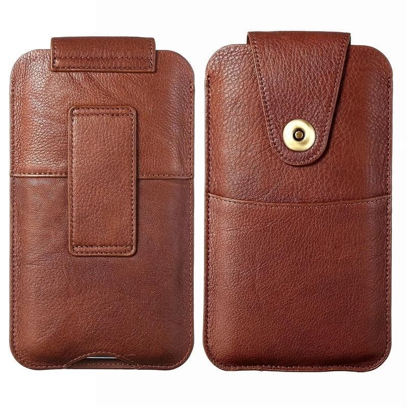 Cinto de desgaste Bolsa de cintura para celular Bolsa de couro genuíno ultrafina com fivela magnética Bolsa de couro par