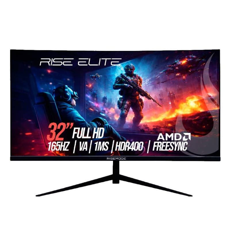 Monitor Gamer Curvo Rise Mode Elite 32" FHD 165hz VA 2ms DP/HDMI Preto - RM-MOG-32C165FH-B