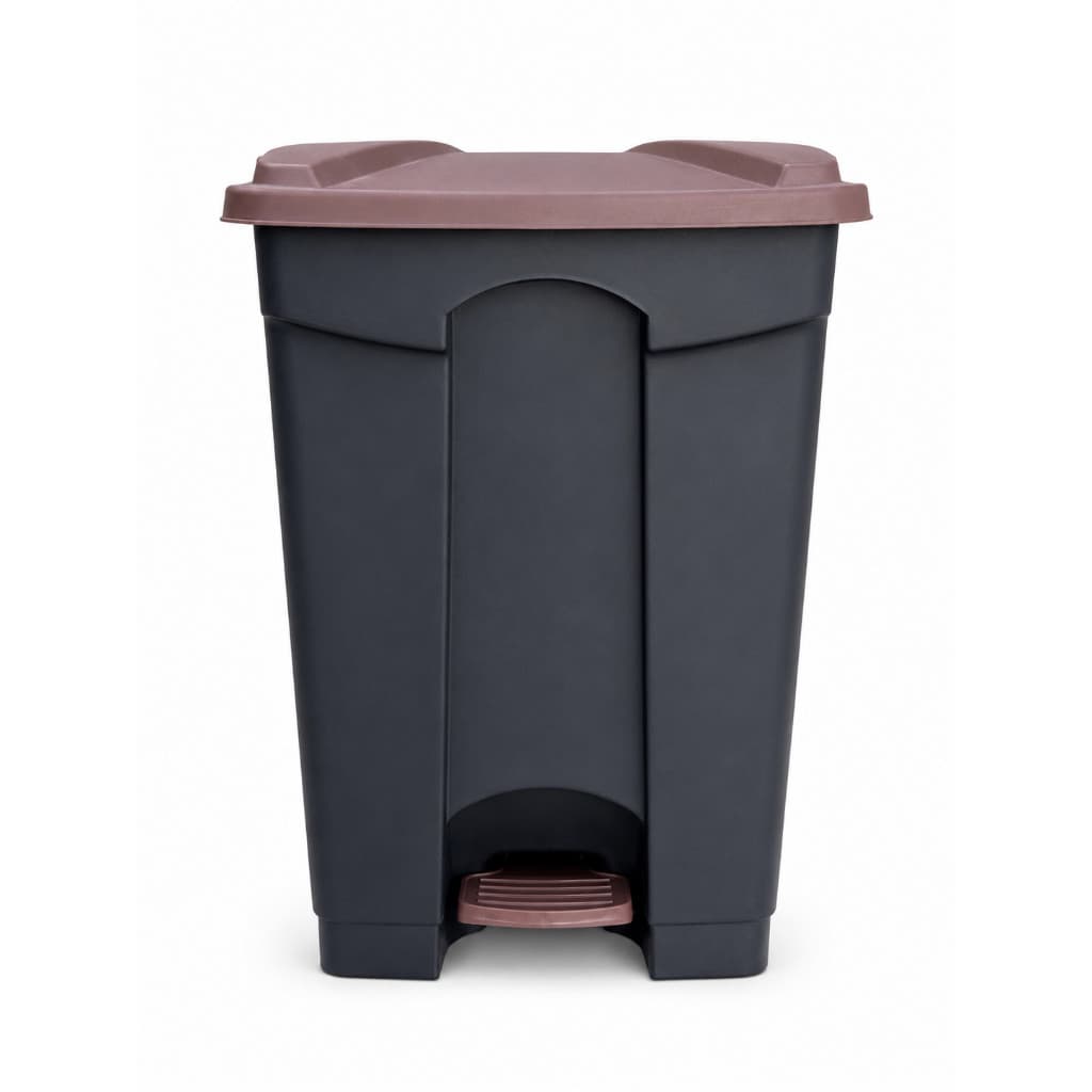 Lixeira com Pedal 40L Plástica Preta Mec Pet Tampa Marrom Grande