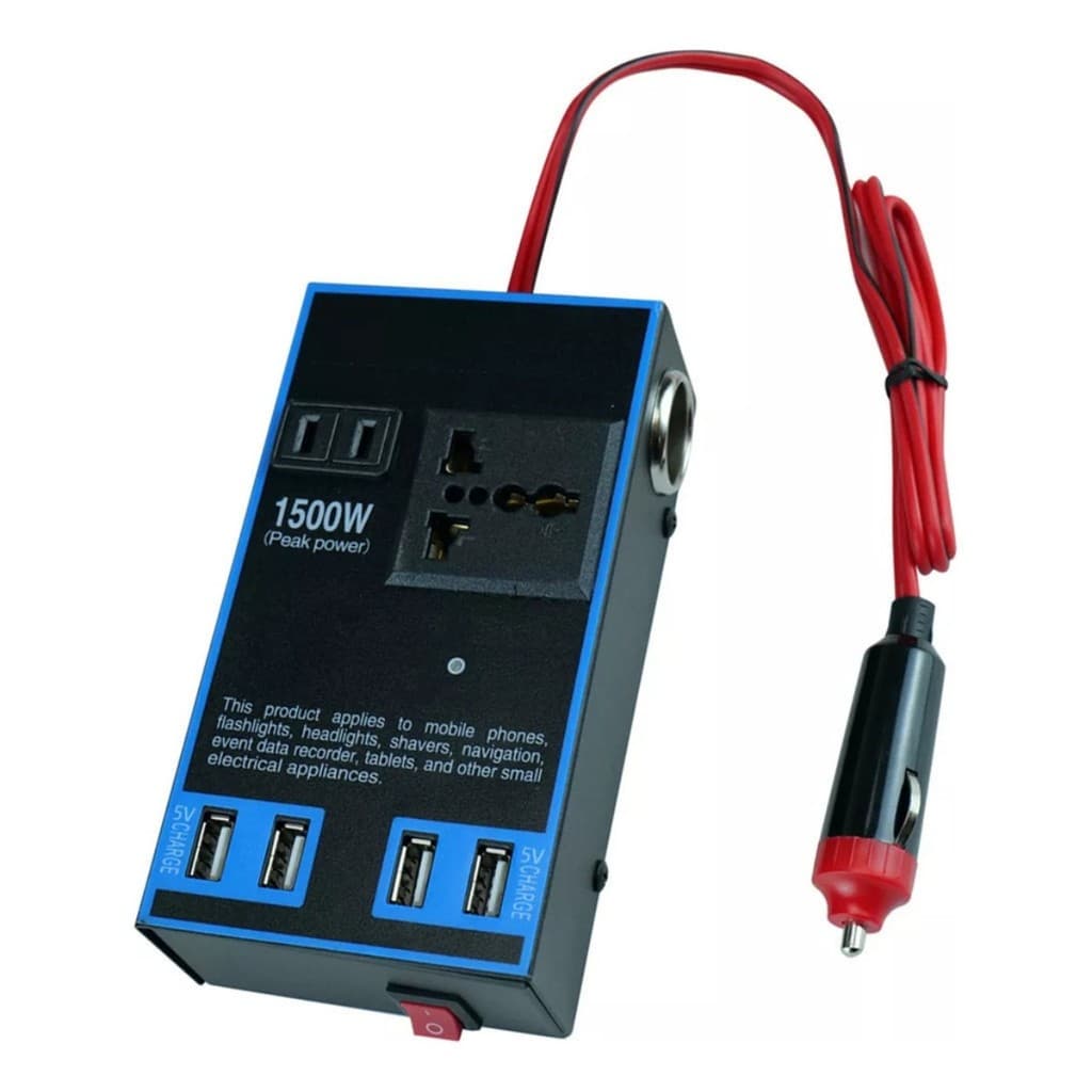 Inversor De Energia Para Carro 12v 24v A 220v 1500w Conversor De Energia Para Carro Com 4 Portas Usb Carregador