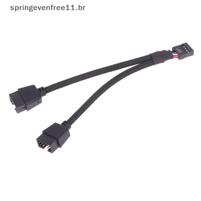 Primavera 1Pc Computador Placa-Mãe Cabo De Extensão USB 9 Pinos 1 Fêmea Para 2 Macho Y Divisor Áudio HD PC DIY 15cm BR