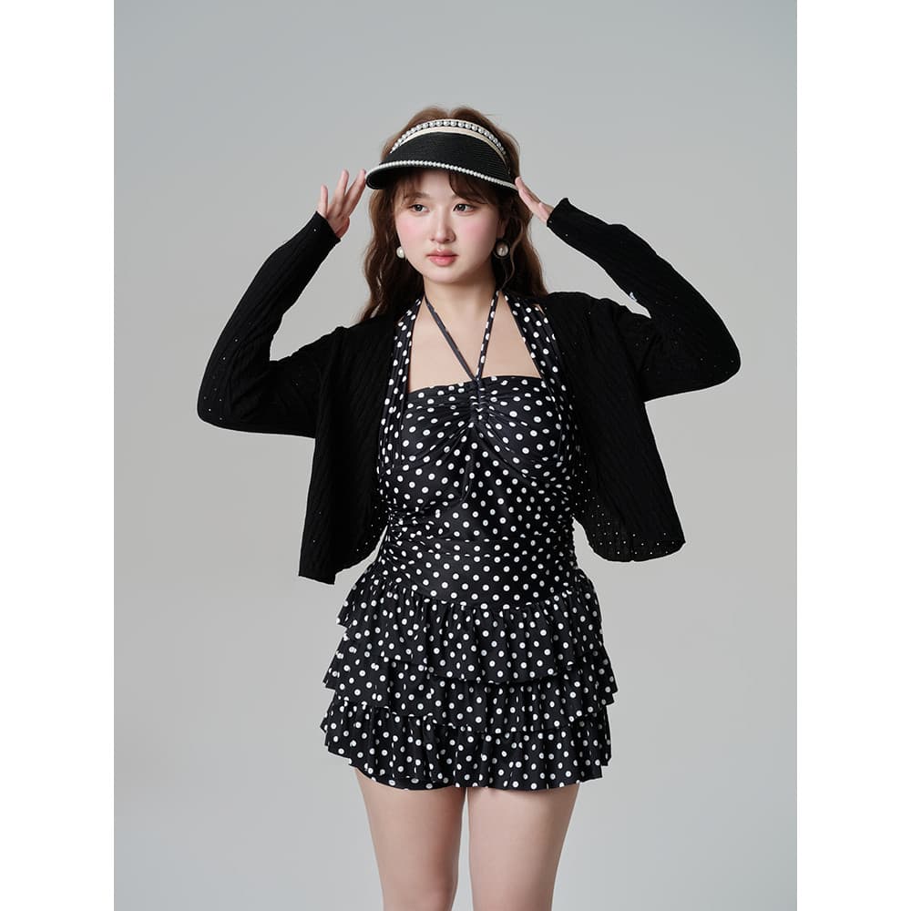 Prajna Mu Plus Size maiô feminino de uma peça Boxer conservador capa gordura ligeiramente gorda m100kg bolinhas bolo sai