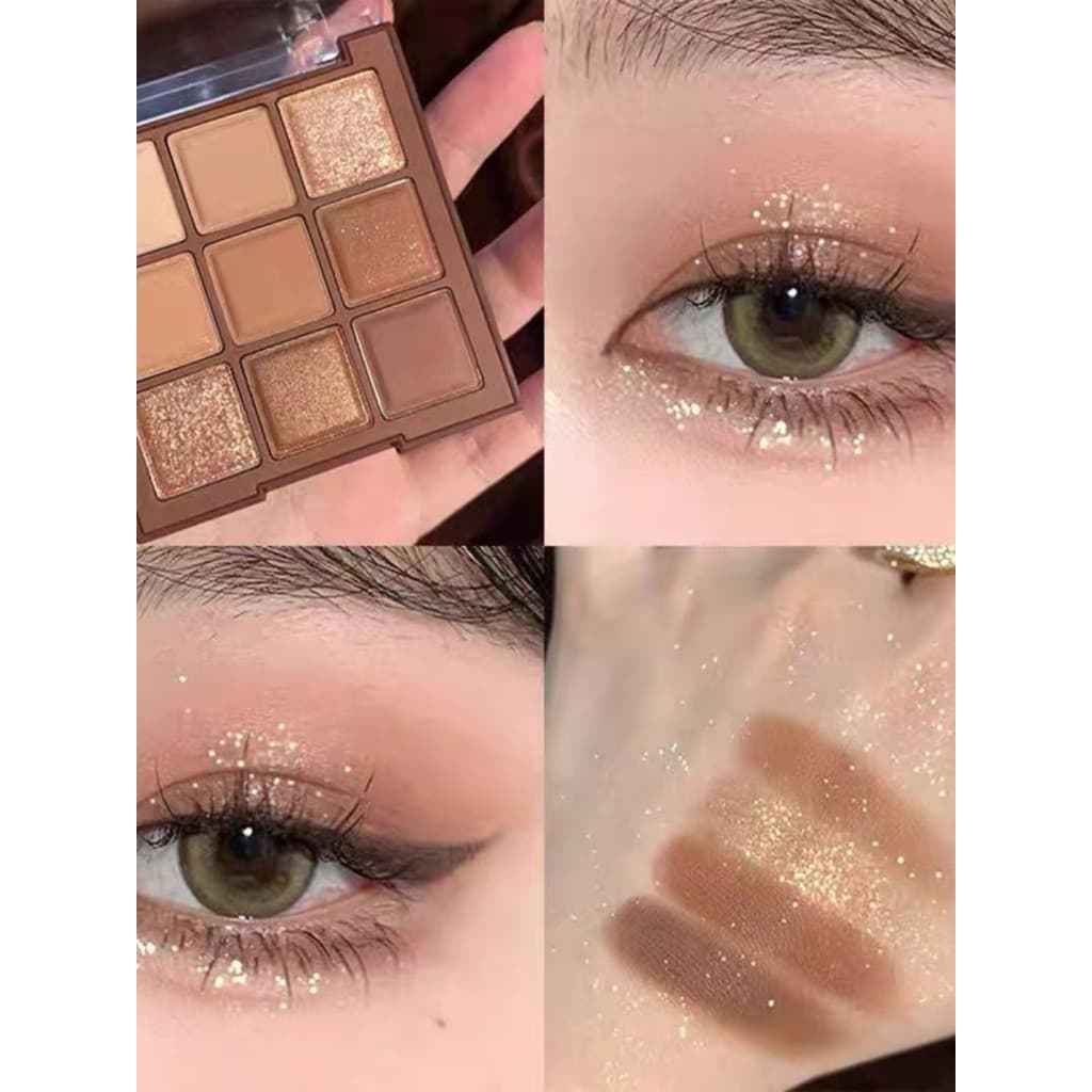 Chocolate Jiugongge paleta de sombras Glitter perolado fosco cor terra puro desejo Nude maquiagem barato estudante nove