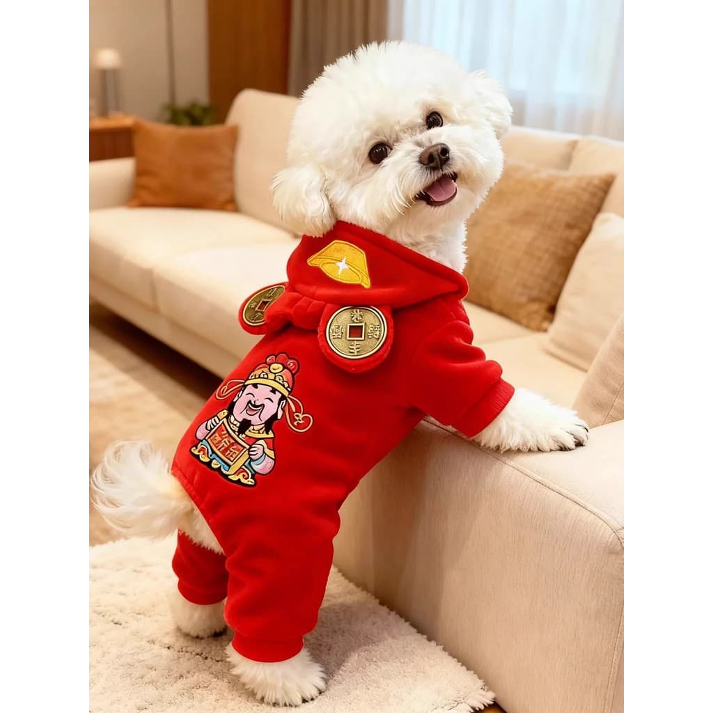 Roupas para cães roupas de inverno festivo deus da riqueza roupas de quatro patas transformação roupas de pelúcia Bichon