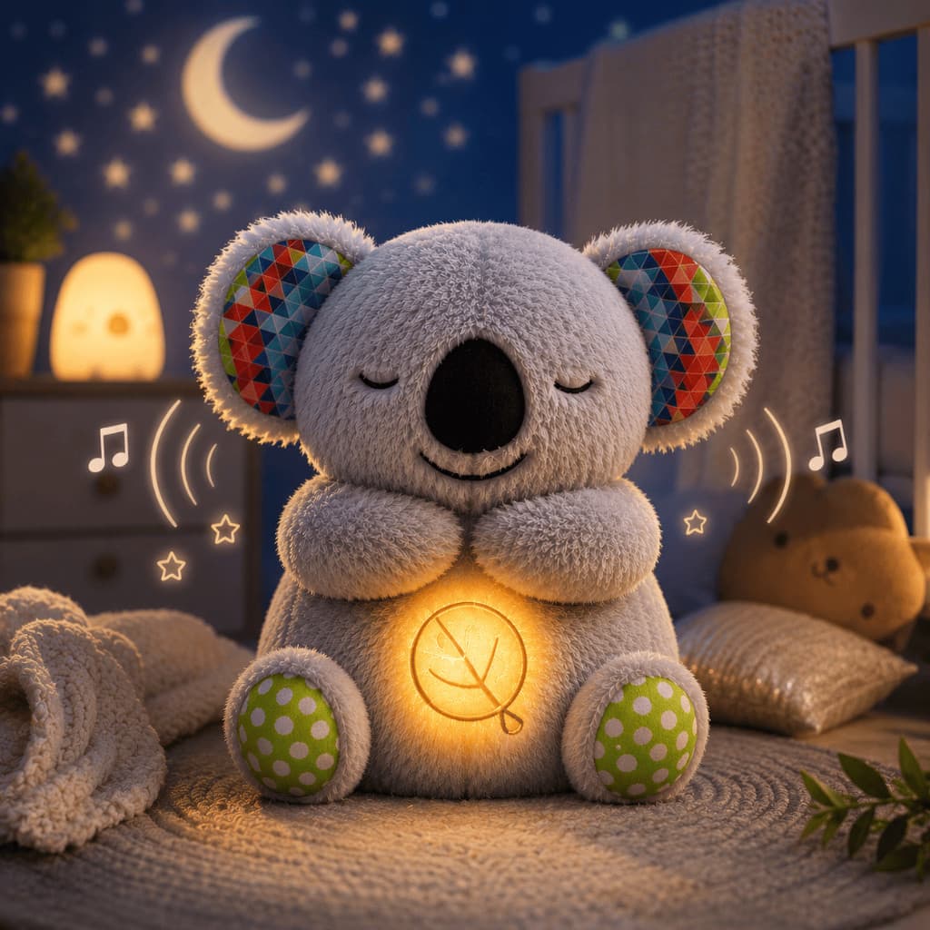 Coala de Pelúcia Brinquedo para Criança Dormir Fofo Meditação Infantil Com Som Luz Movimento Respira