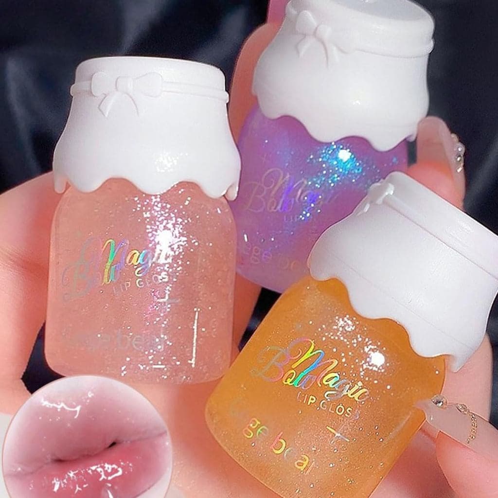 Conjunto de Brilho Labial Cintilante em 3 Cores, Óleo Hidratante para Lábios com Acabamento Brilhante e Glitter |   De L