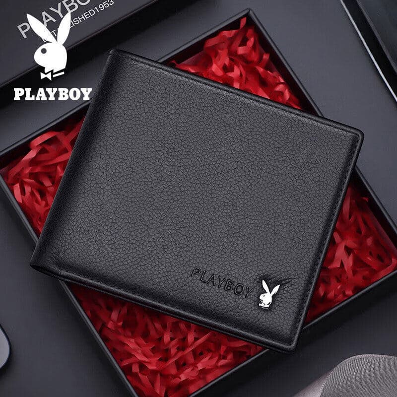 carteira masculina carteira masculina com ziper Carteira Playboy masculina de couro curto simples porta cartão clipe de