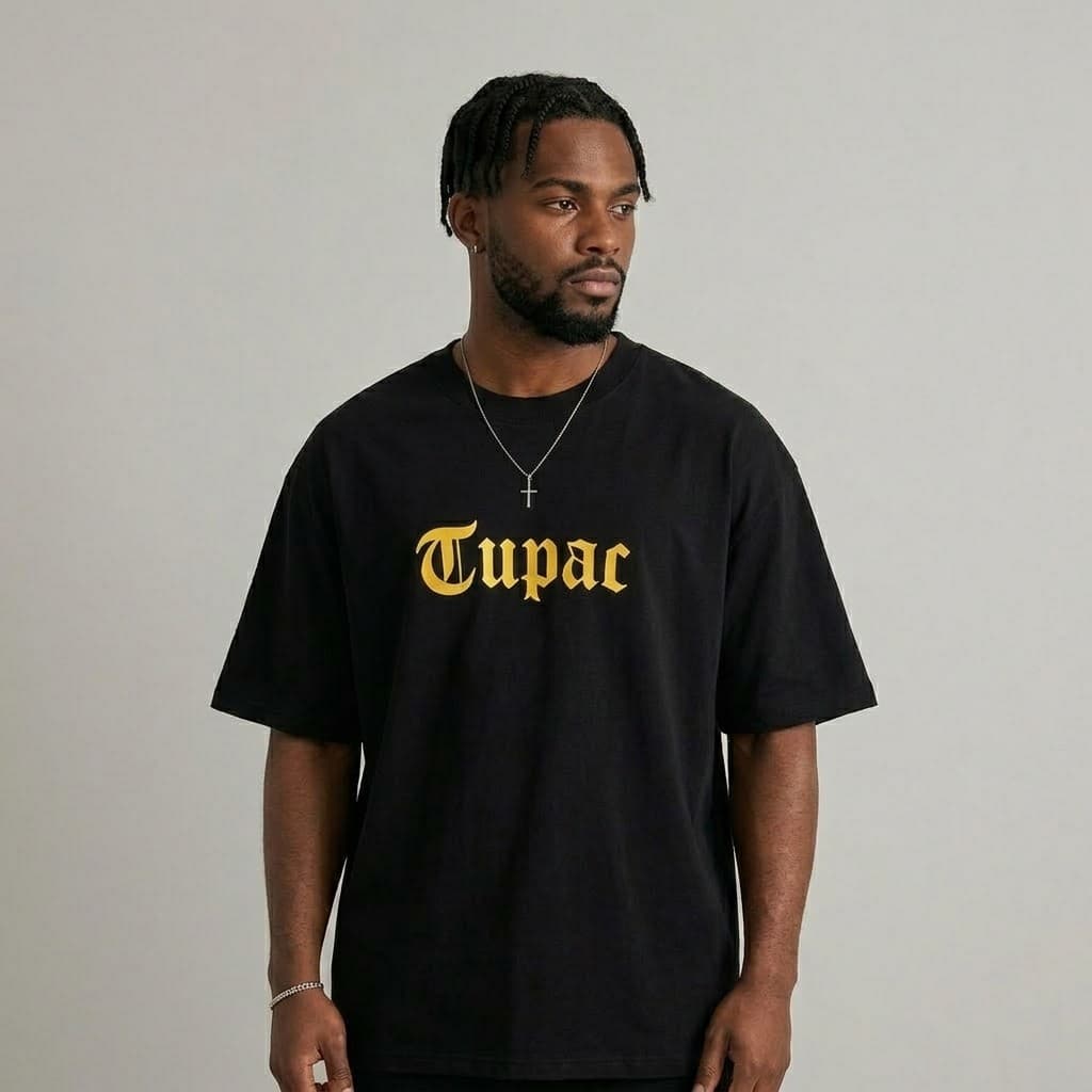 Camiseta Tupac Rap Clássico Streetwear Algodão Confortável Unissex Casual