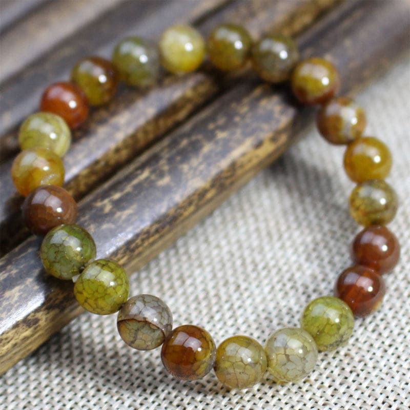pulseira pulseira masculina Dragão padrão All-Match criativo pedra áspera calcedônia cristal ágata