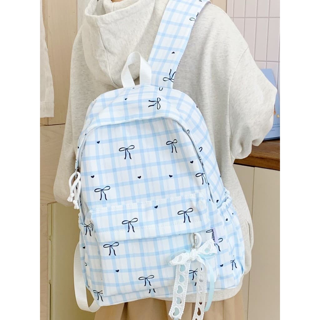 Estilo japonês mochila feminina xadrez pequeno fresco doce júnior estudante do ensino médio mochila feminina estudantes