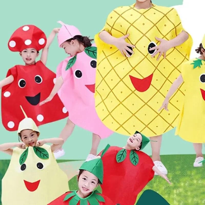 Crianças Traje De Frutas Roupa Novidade Vegetais Desempenho Palco Cosplay