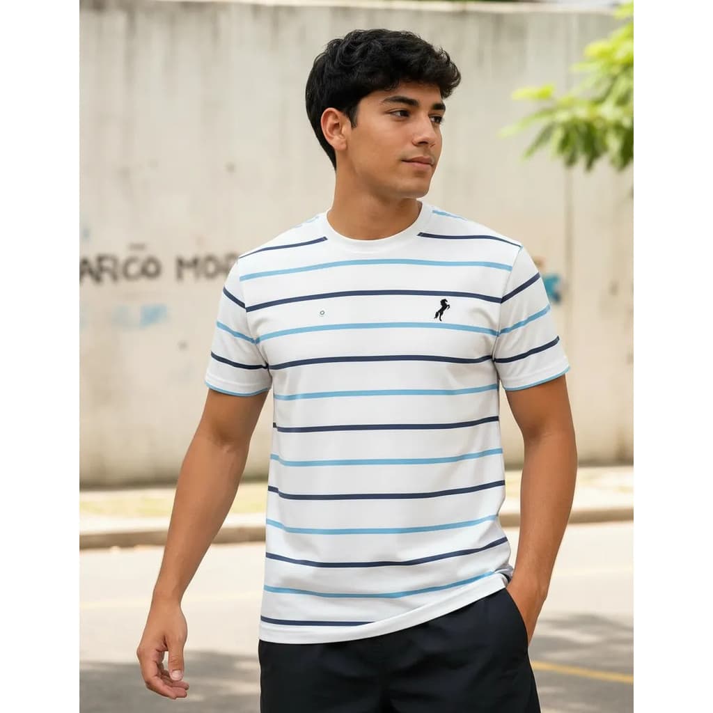 Camisa Listrada Camiseta Masculina Cavalo