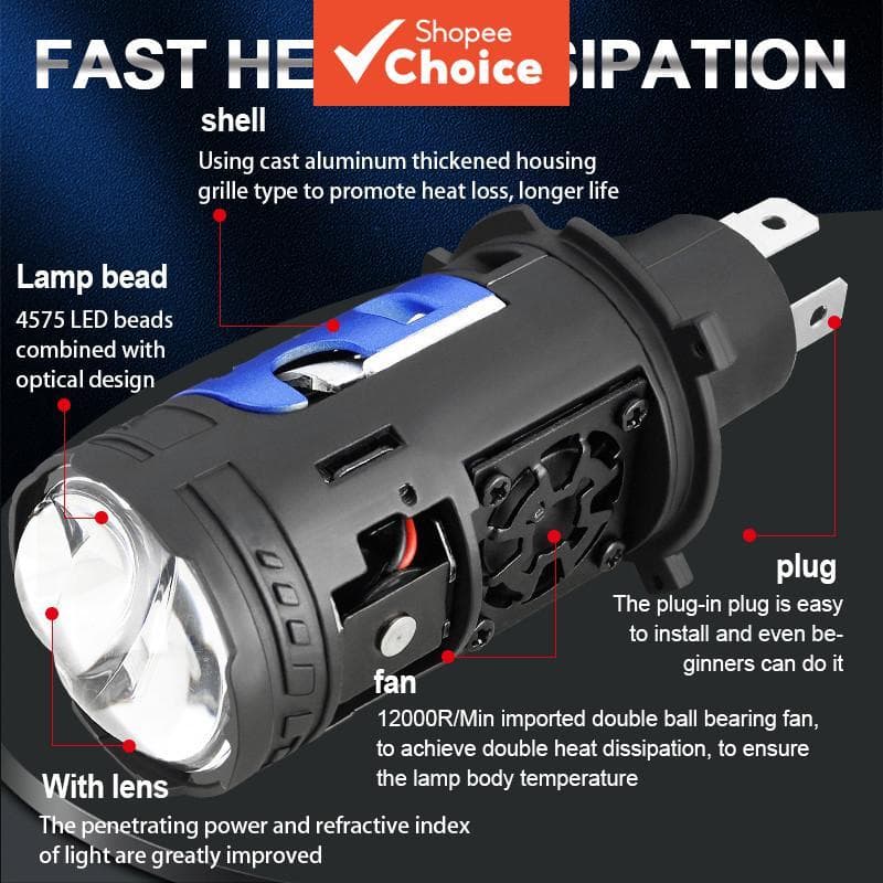 Lente De Projetor LED Universal 12V 24V H4 160W 35000LM Farol De Feixe Alto/Baixo De Alta Potência