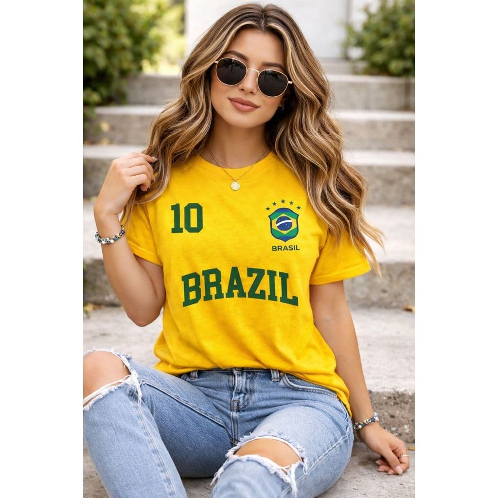 Camiseta Feminina Brasil Copa do Mundo Seleção Brasileira T-Shirt 100% Algodão