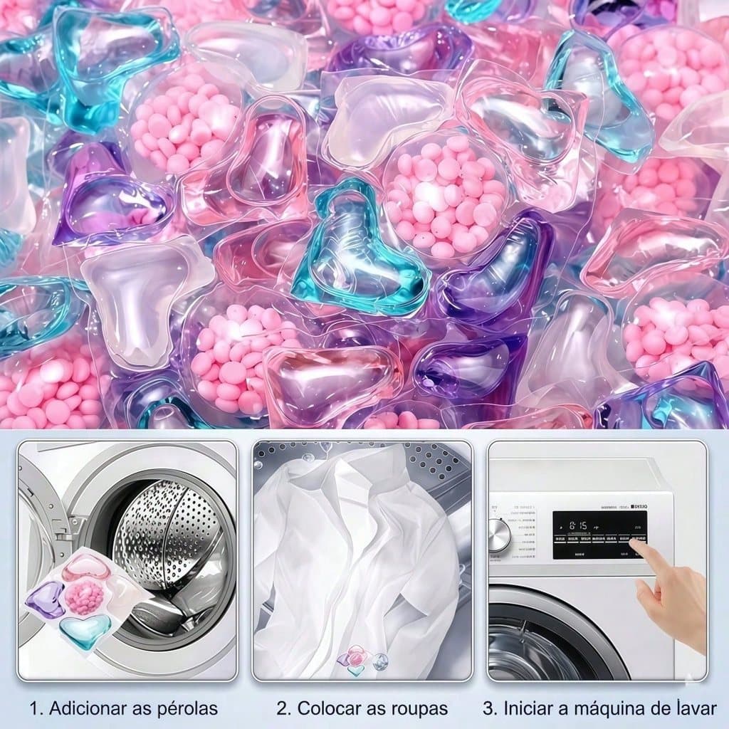 Cápsulas de Sabão Com 50 PÇS Concentrado em Gel Com Pérolas Perfumadas Toque de Amaciante DONG