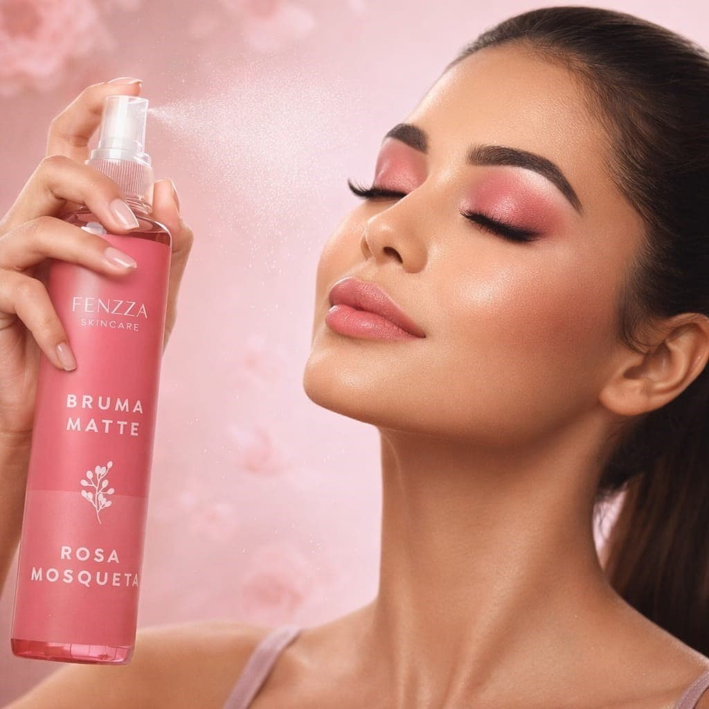 Fixador de Maquiagem Extrato de Rosa Mosqueta Bruma Hidratante Efeito aveludado Secagem rápida Spray fixador