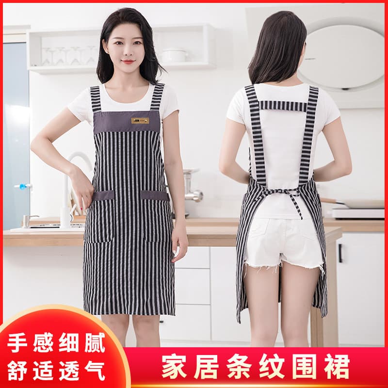 Avental de cozinha doméstico 2025 novo estilo de trabalho tecido algodão dedicado feminino estilo jovem algodão estilo f