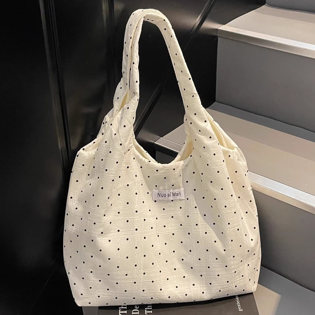 Outono nova Polka Dot bolsa de ombro grande capacidade Campus estilo doce classe saco Commuter simples sacola