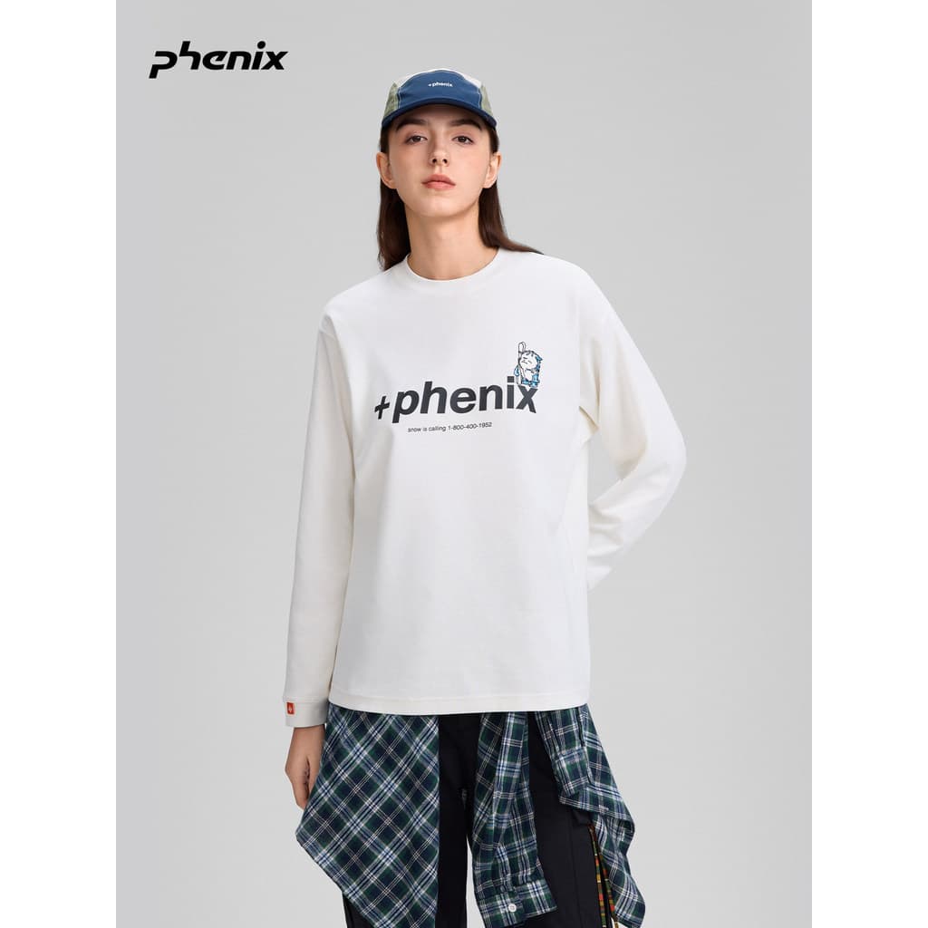 +fenix Phoenix Loose Knit Snow Monster Camiseta de manga comprida masculina feminina estilo gola redonda cor sólida anti