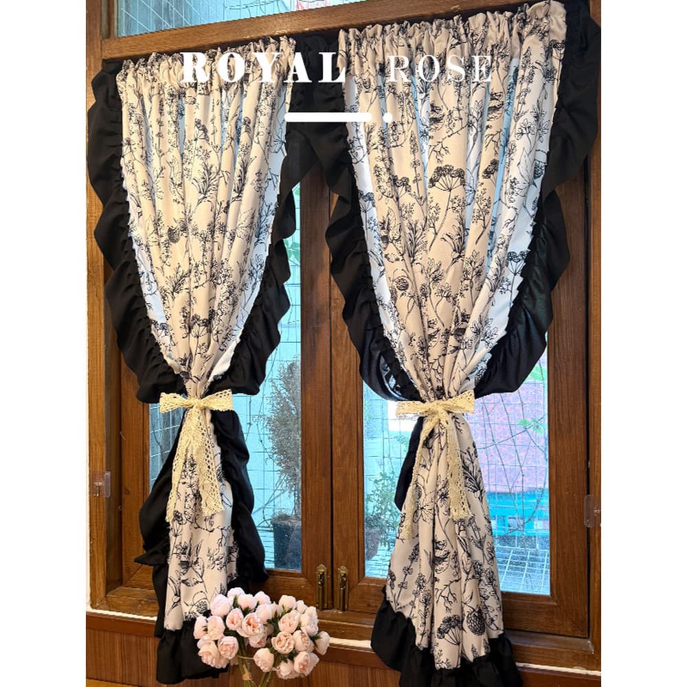 Francês Retro Pastoral porta cortina cozinha romântico Rococo luz luxo americano pequena fragrância High-End cortinas es