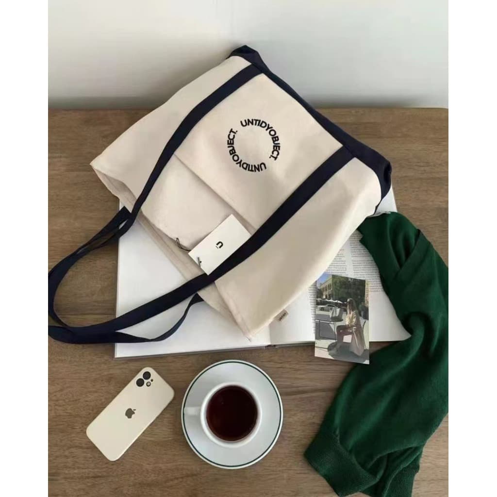 Sacola de lona com zíper - Grande capacidade para trabalho e estudo - Feminina tipo tote 601-7