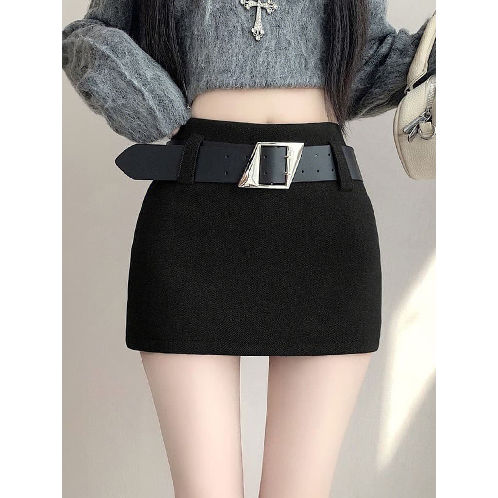 Bonito único Super bonito 2026 outono inverno novo estilo roupas femininas saia de lã a linha saia curta