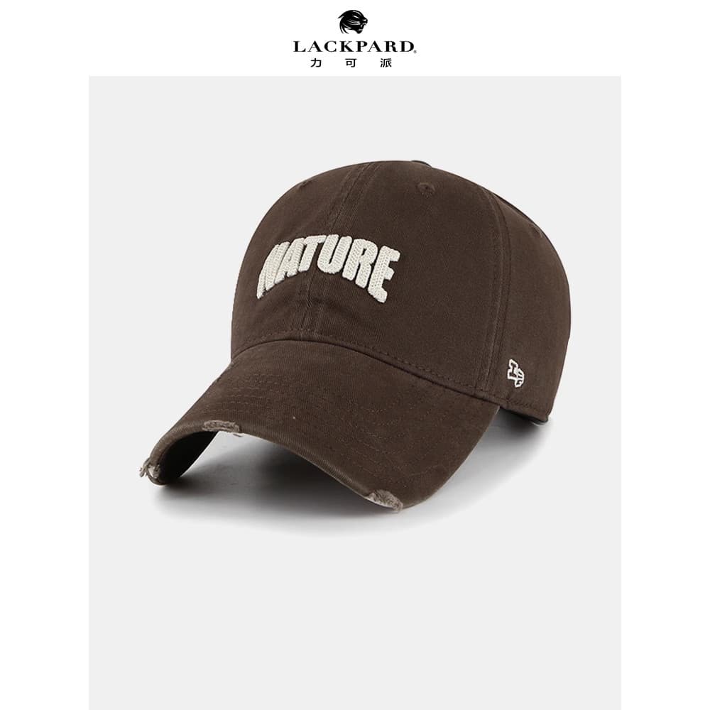Lackpard Retro lavado grande circunferência da cabeça boné de beisebol puro algodão rasgado boné masculino macio topo ch