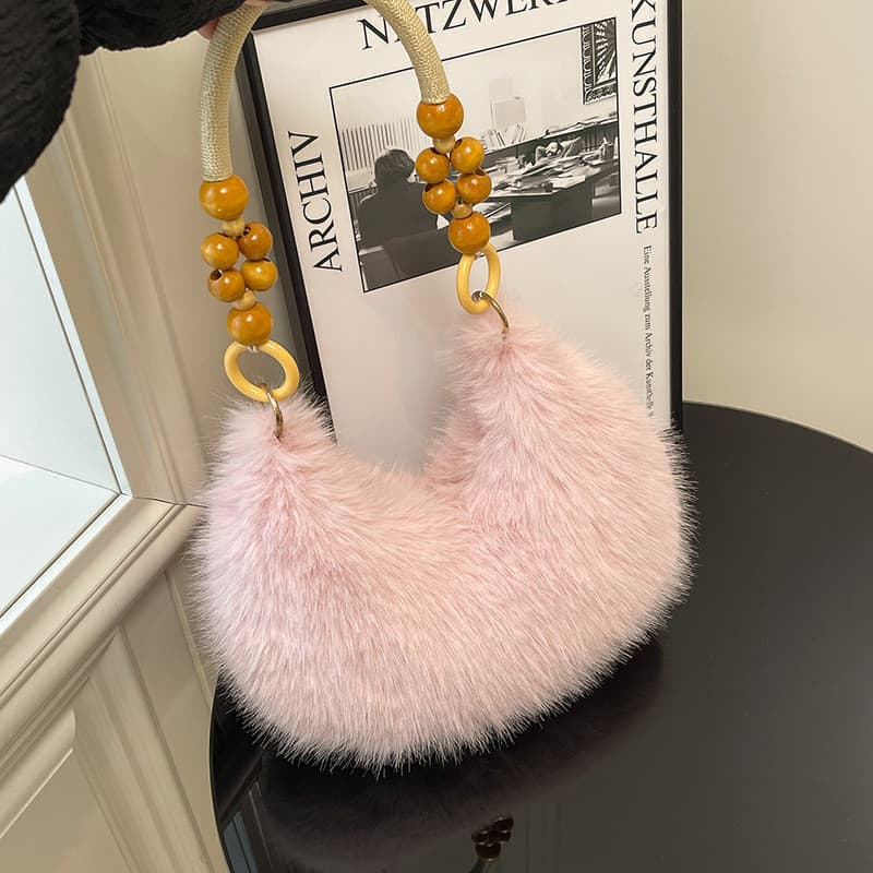 Nova bolsa feminina de pelúcia doce All-Match bolsa de ombro nacional na moda bolsa temperamento Commuter axilas saco