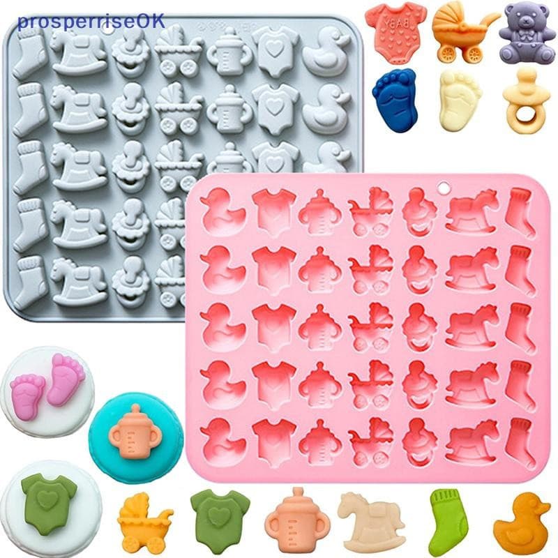 Moldes de chocolate para festas de bebê, moldes de silicone com tema de doces, macacão de mamadeira, moldes para assar c