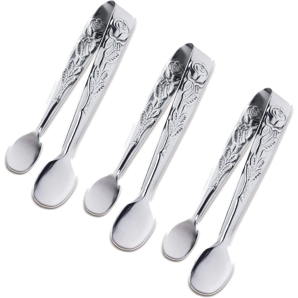 3 Peças de Mini Pinças para Servir, Pinças de Aço Inoxidável Rosa de 4 Polegadas para Cubos de Açúcar, Pinças Pequenas P