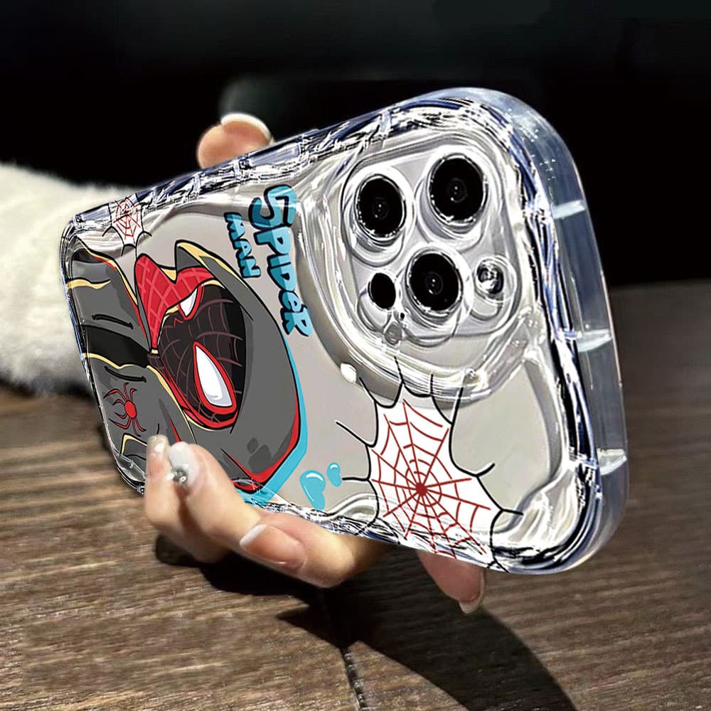 Capa De Telefone Ondulada Transparente , Homem-Aranha Com Capuz À Prova De Choque Para Samsung A56 A36 A55 A54 A16 A15 A