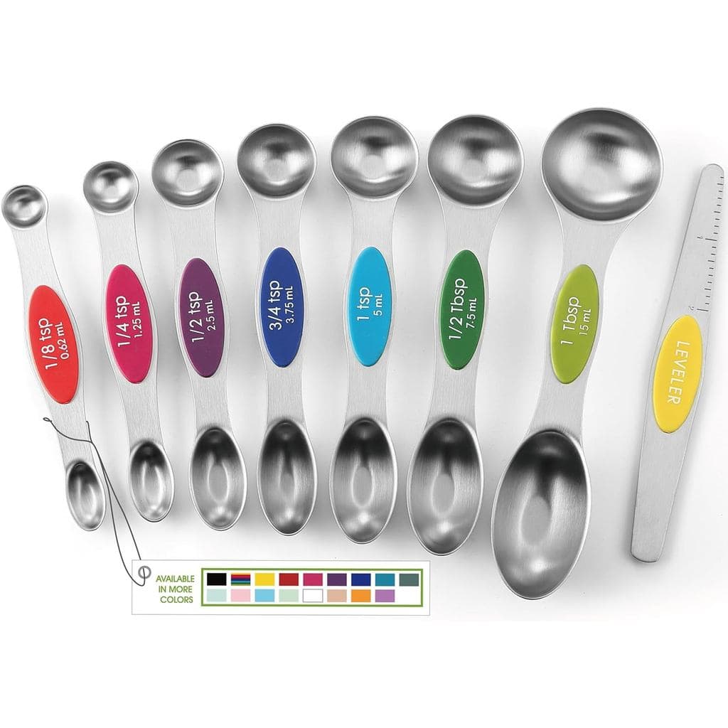 Conjunto de Colheres Medidoras Magnéticas de Aço Inoxidável Spring Chef com Ímãs Fortes, Utensílios de Cozinha de Metal